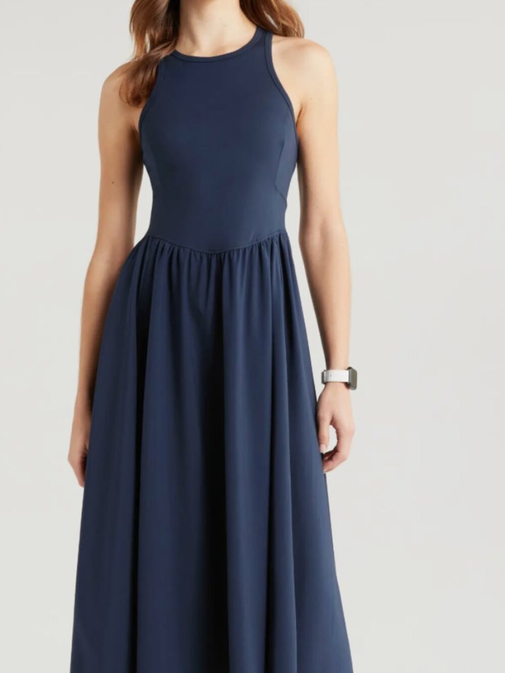 Zella Effortless Cutout Back Hybrid Dress in Navy, Size L, $35